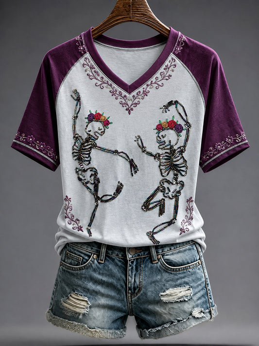 Women's Mexico Day of The Dead Art Printed T-shirt