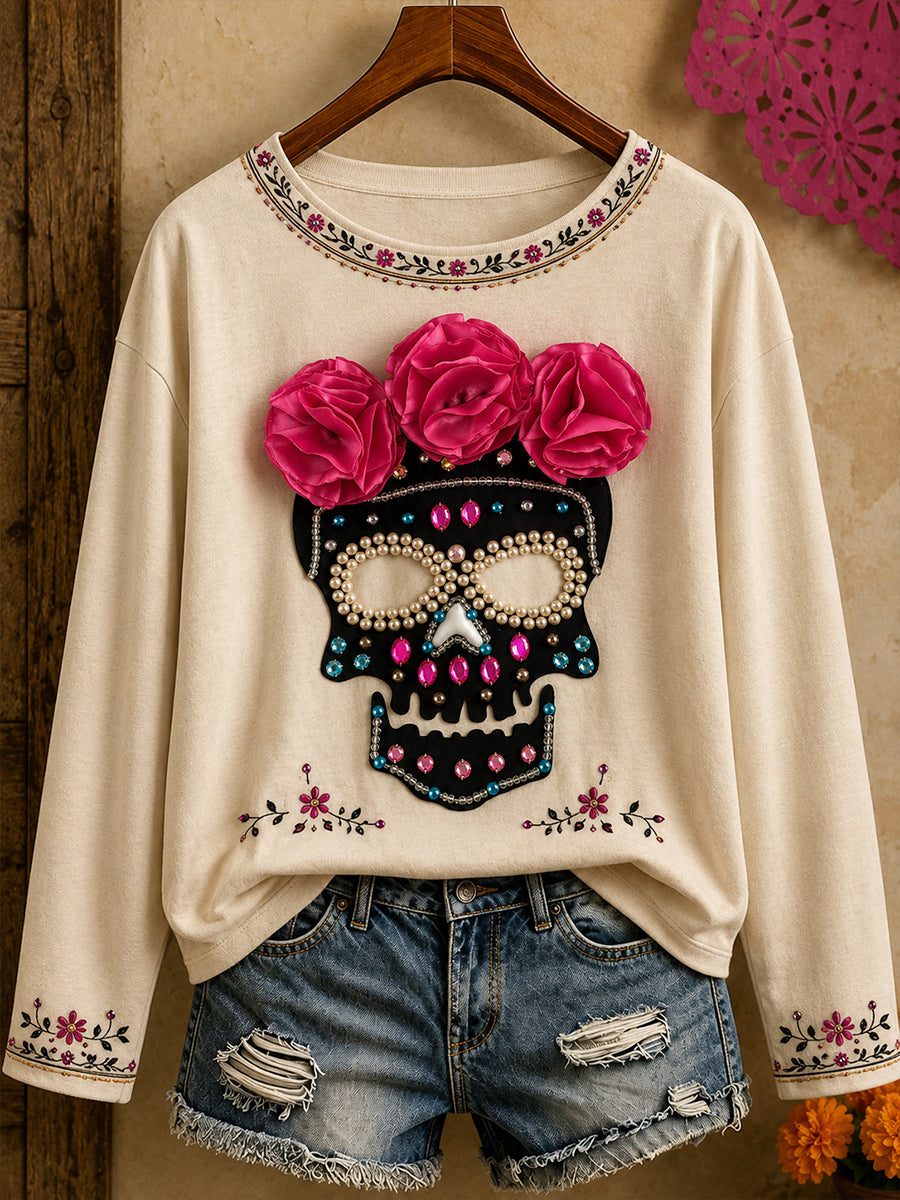 Women's Mexico Day of The Dead Art Printed T-shirt