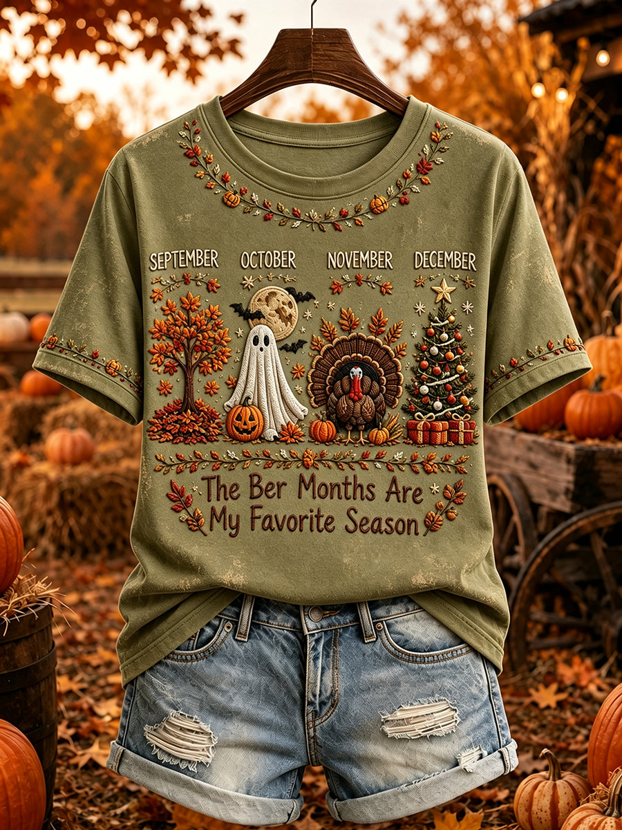 Women’s Vintage The Ber Months Are My Favorite Season Print Short-sleeved T-shirt