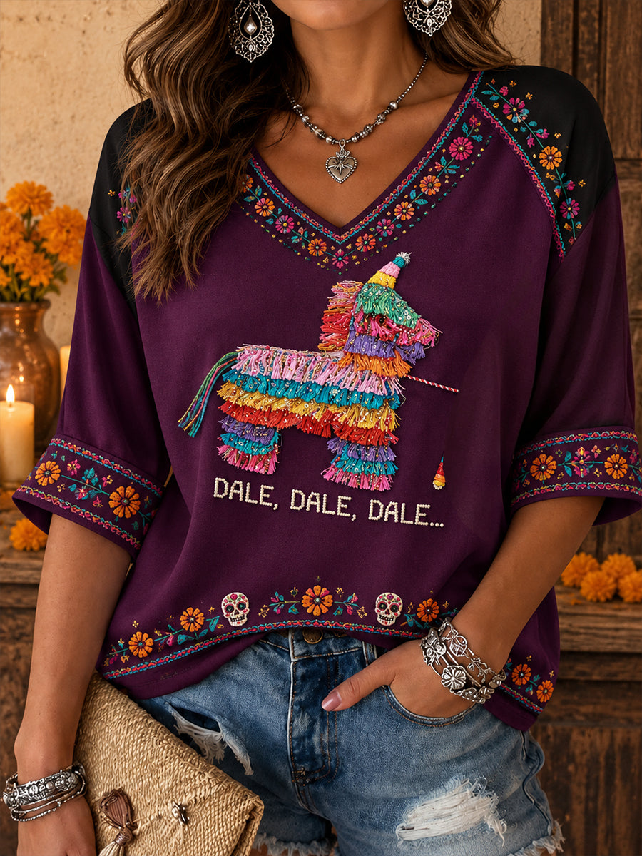 Women's Mexico Lele Doll Art Printed T-Shirt