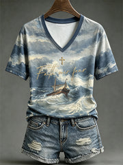 Women's faith theme pattern printed casual short-sleeve T-shirt
