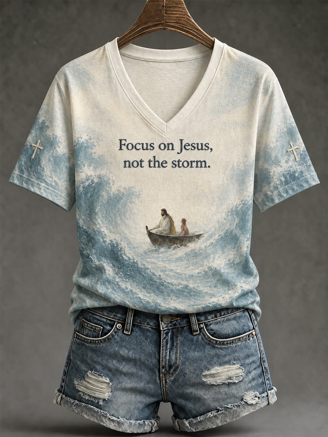 Women's faith theme pattern printed casual short-sleeve T-shirt