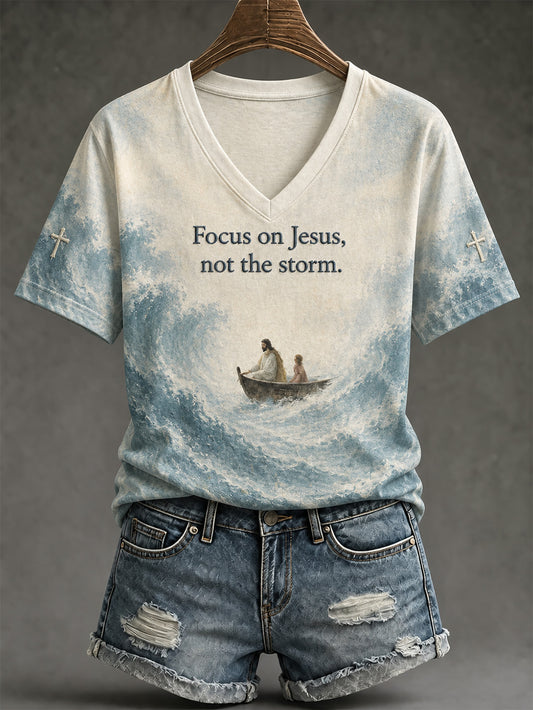 Women's faith theme pattern printed casual short-sleeve T-shirt