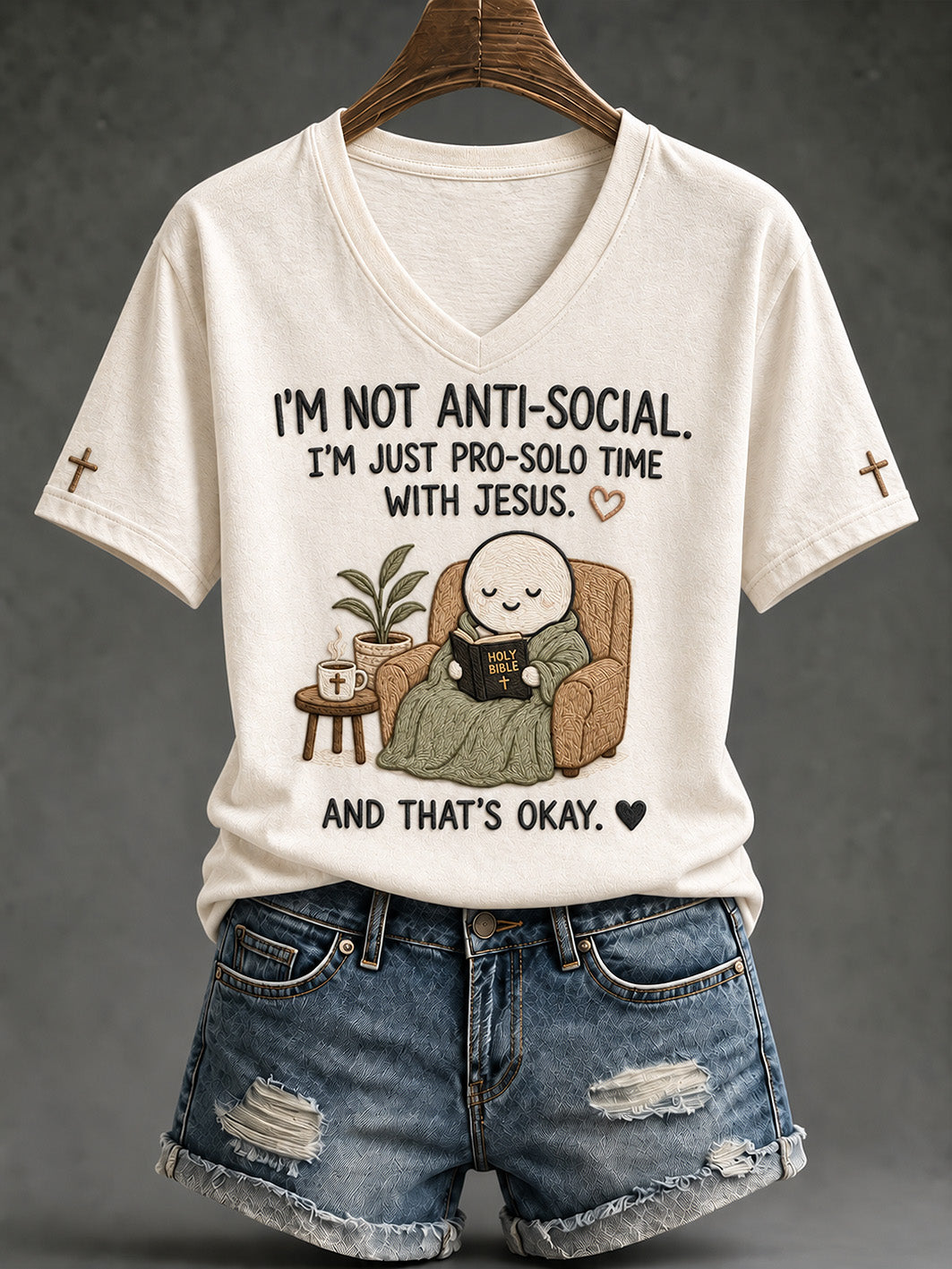 Women's faith theme pattern printed casual short-sleeve T-shirt