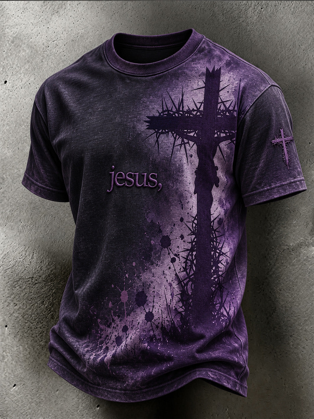 Men's faith theme pattern printed casual short-sleeve T-shirt