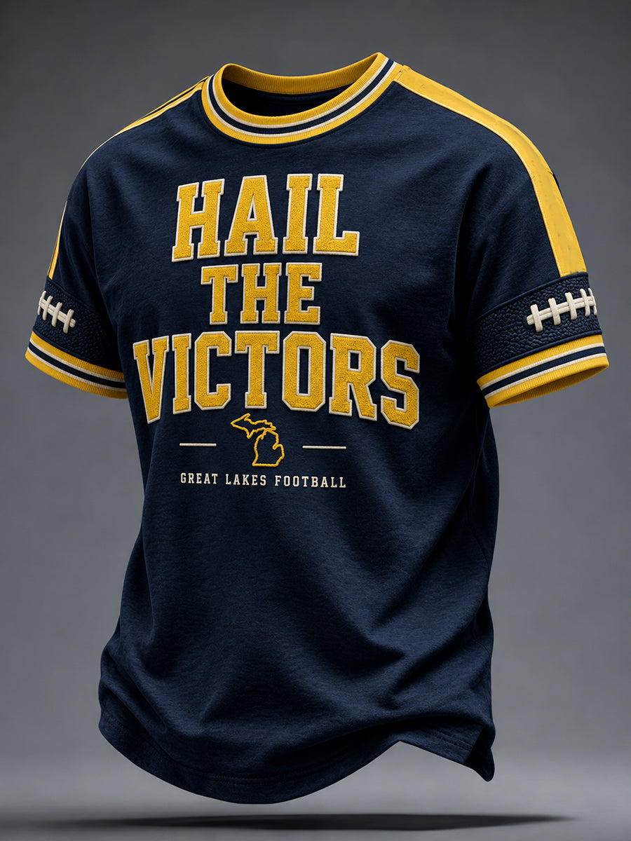 Men's Michigan University Football Lover Printed T-shirt