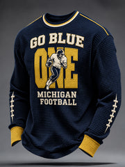 Men's Michigan University Football Lover Printed Waffle Sweatshirt