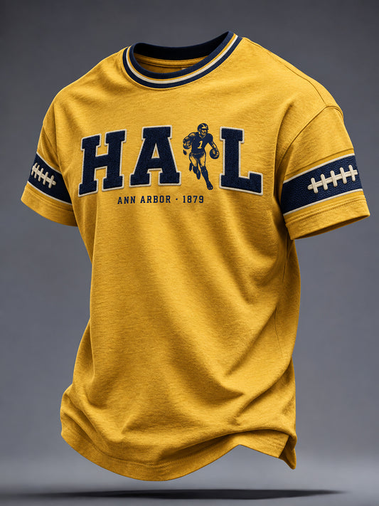 Men's Michigan University Football Lover Printed T-shirt