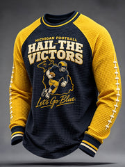 Men's Michigan University Football Lover Printed Waffle Sweatshirt