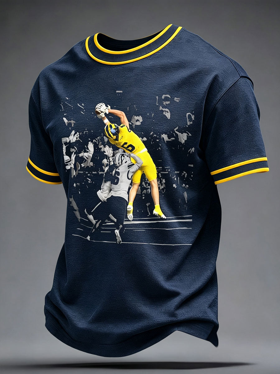 Men's Michigan University Football Lover Printed T-shirt