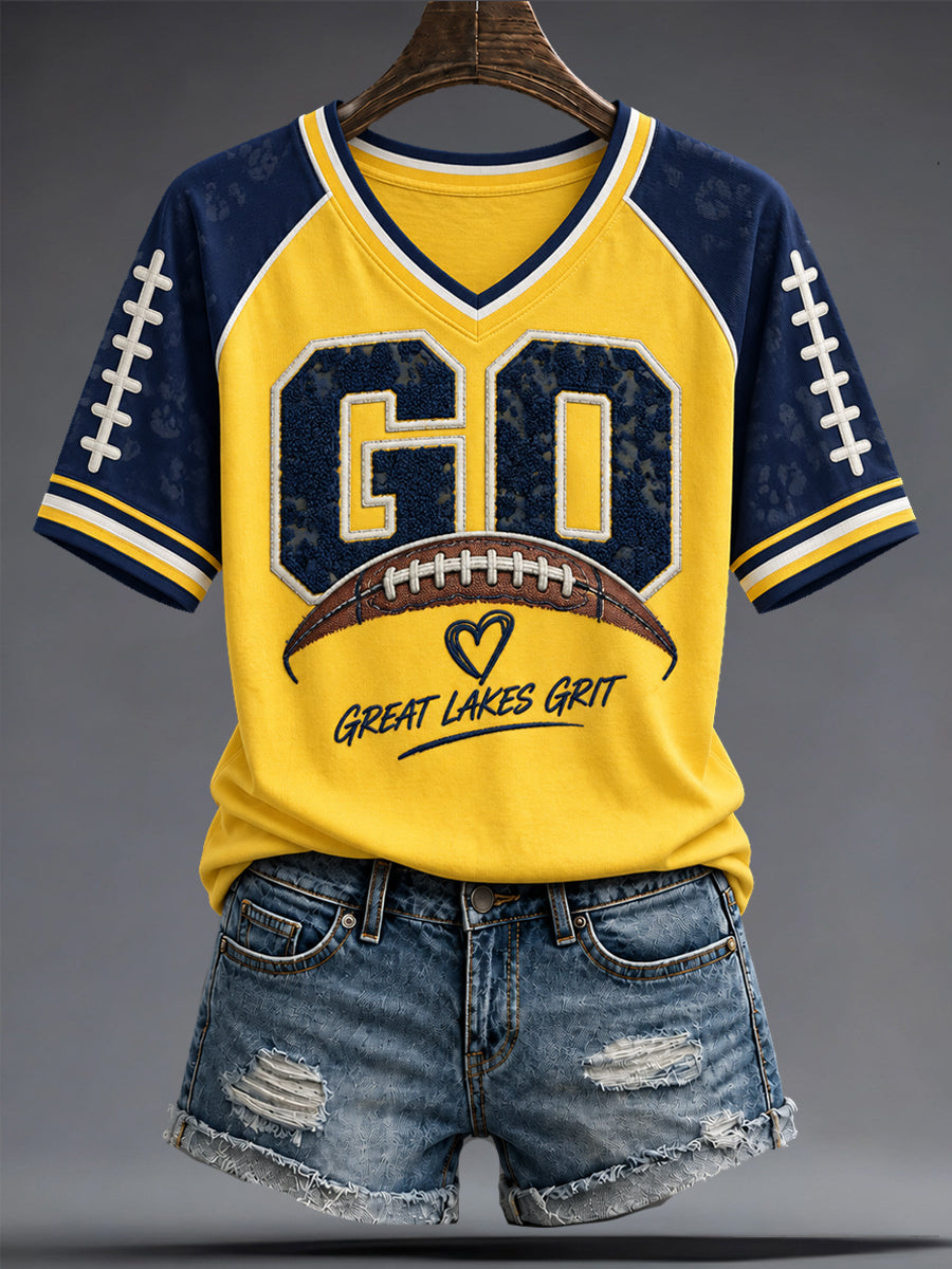 Women's Michigan University Football Lover Printed T-shirt