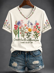 Women's Faith Printed V-neck T-shirt