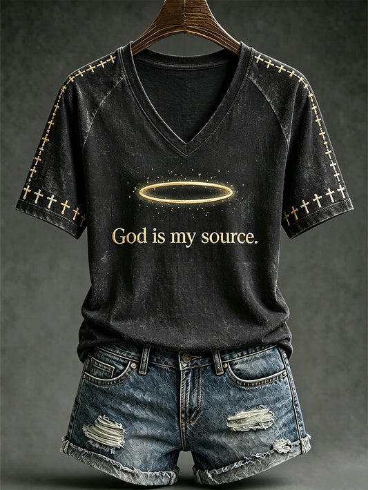 Women's faith theme pattern printed casual short-sleeve T-shirt