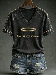 Women's faith theme pattern printed casual short-sleeve T-shirt