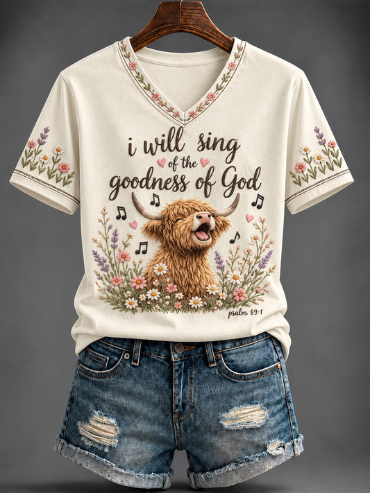 Women's Faith Printed V-neck T-shirt