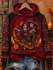 Women's Mexico Day of The Dead Floral Art Printed Hoodie
