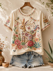 Women's Mexico Folk Floral Art Printed T-Shirt