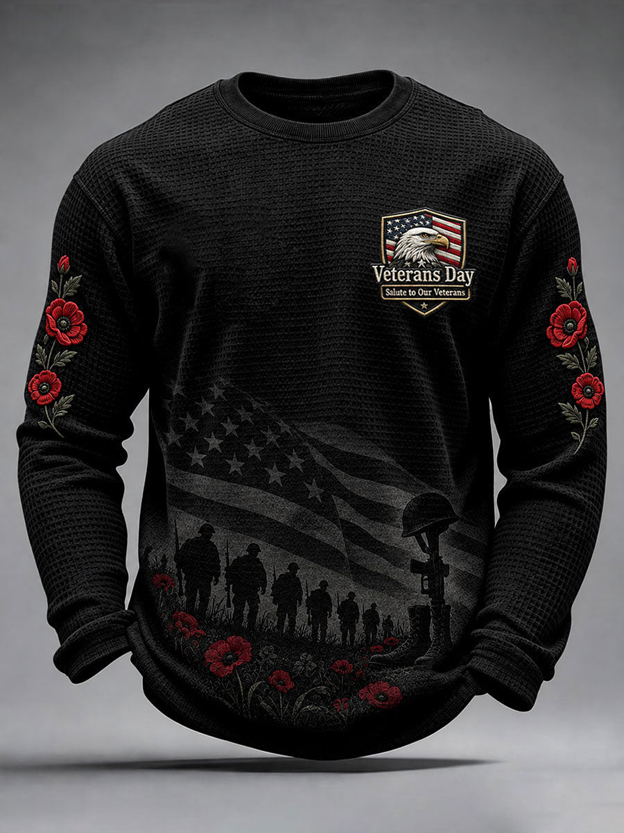 Men's Veterans Day Theme Waffle Long Sleeve T-Shirt