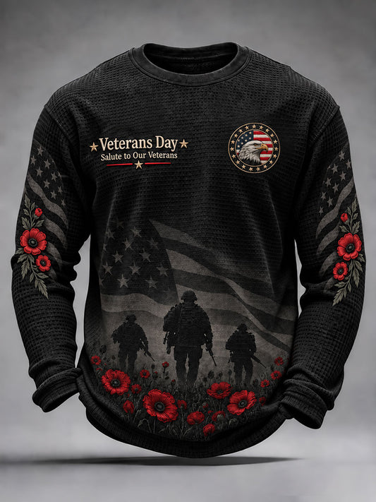 Men's Veterans Day Theme Waffle Long Sleeve T-Shirt