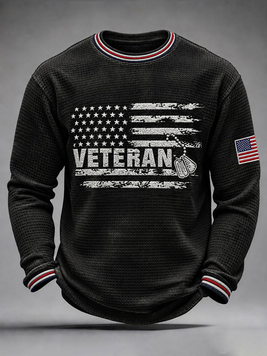 Men's Veterans Day Theme Waffle Long Sleeve T-Shirt