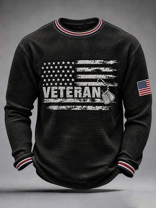 Men's Veterans Day Theme Waffle Long Sleeve T-Shirt
