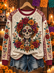 Women's Mexico Day of The Dead Art Print Casual Sweatshirt