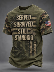 Men's Veterans Day US Flag Camouflage Print Casual Tee