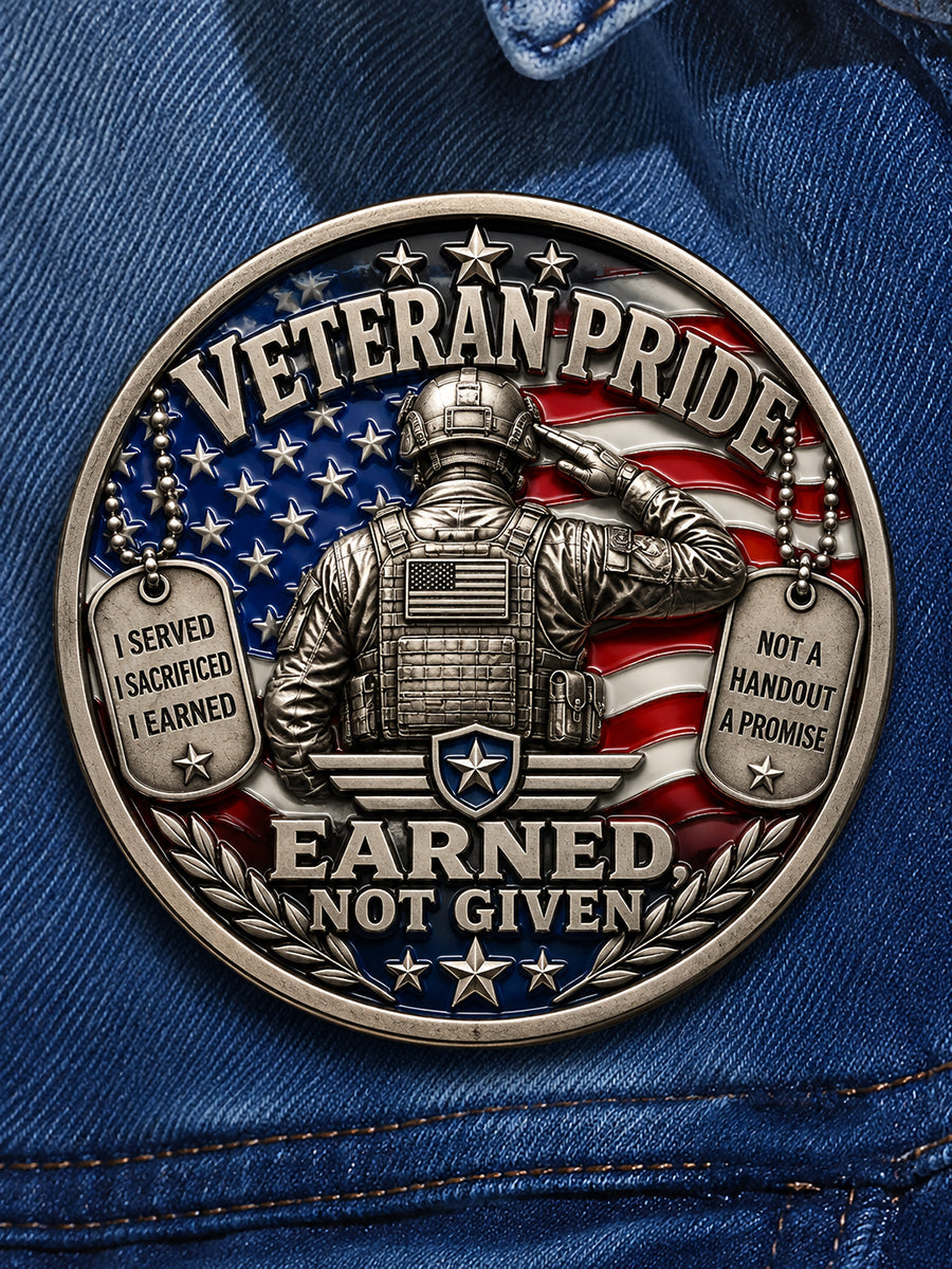 Unisex Veteran Pride DD-214 Print Brooch
