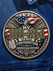 Unisex Veteran Pride DD-214 Print Brooch