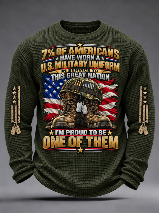 Men's U.S. Veterans Day Print Waffle Long Sleeve T-Shirt