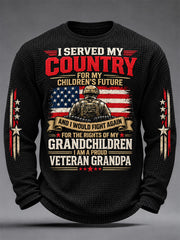 Men's U.S. Veterans Day Print Waffle Long Sleeve T-Shirt