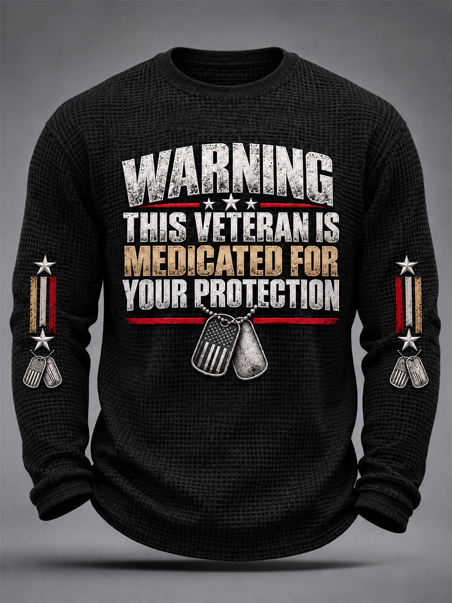 Men's U.S. Veterans Day Print Waffle Long Sleeve T-Shirt