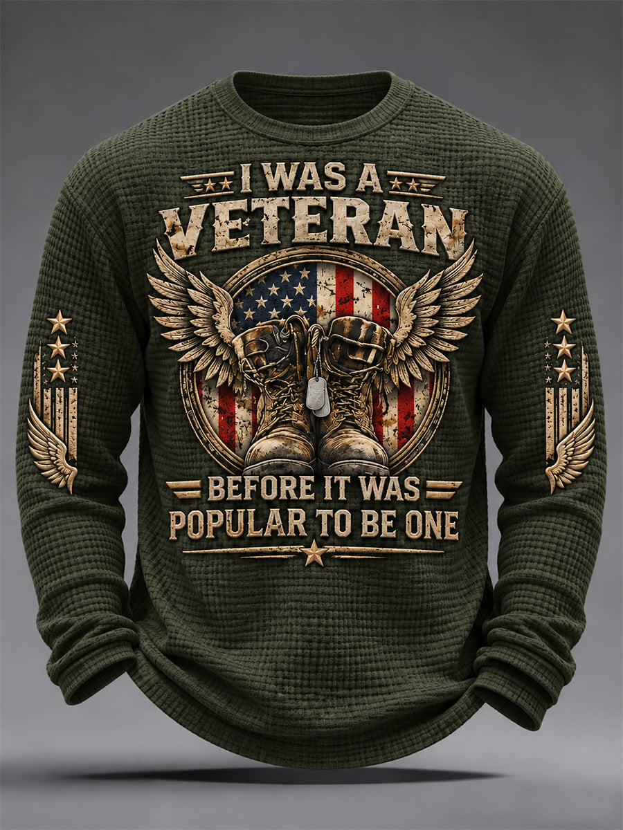 Men's U.S. Veterans Day Print Waffle Long Sleeve T-Shirt