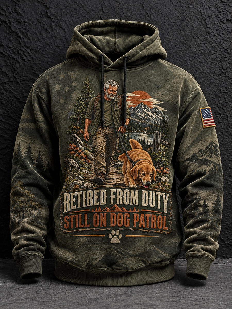 Men's Retired From Duty Still on Dog Patrol Veteran Dog Hoodie
