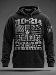 Men's DD-214 It's A Veteran Thing You Wouldn't Understand US Flag Print Veterans Day Casual Hoodie