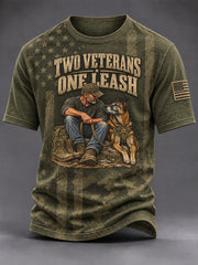 Men's Two Veterans One Leash Military Dog T-shirt
