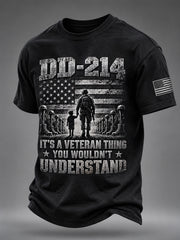 Men's DD-214 It's A Veteran Thing You Wouldn't Understand US Flag Print Veterans Day Casual Tee