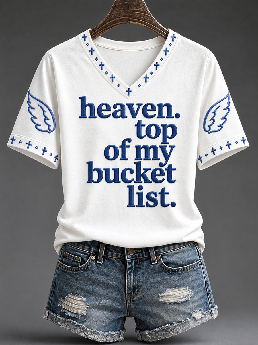 Women's "Heaven,Top of My Bucket List" Faith Casual T-shirt
