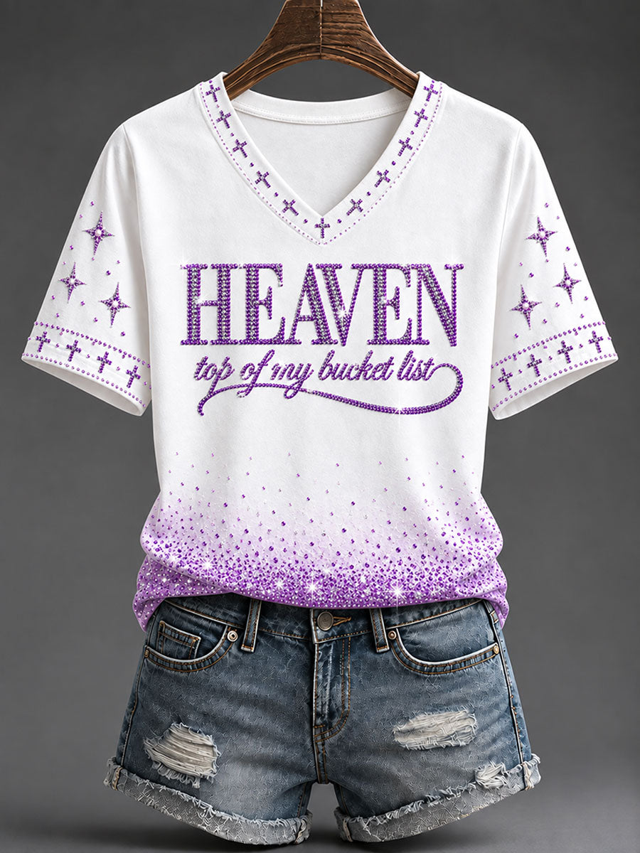 Women's "Heaven,Top of My Bucket List" Faith Casual T-shirt