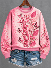Women's Breast Cancer Awareness Pink Ribbon Support Regular Sweatshirt