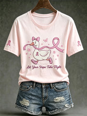 Women's Public Welfare Print Design on Disease Theme Casual Short-Sleeve T-Shirt