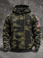Men's American Flag Cross Camouflage Printn Hoodie