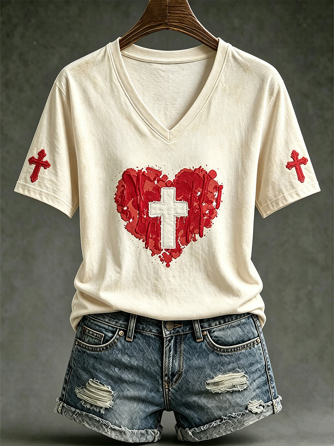 Women's faith-themed pattern-printed casual short-sleeved T-shirt
