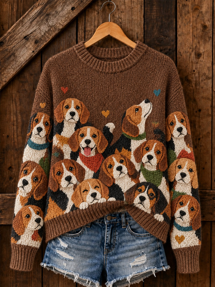 Women's Cute Dogs Print Dog Lovers Casual Sweater