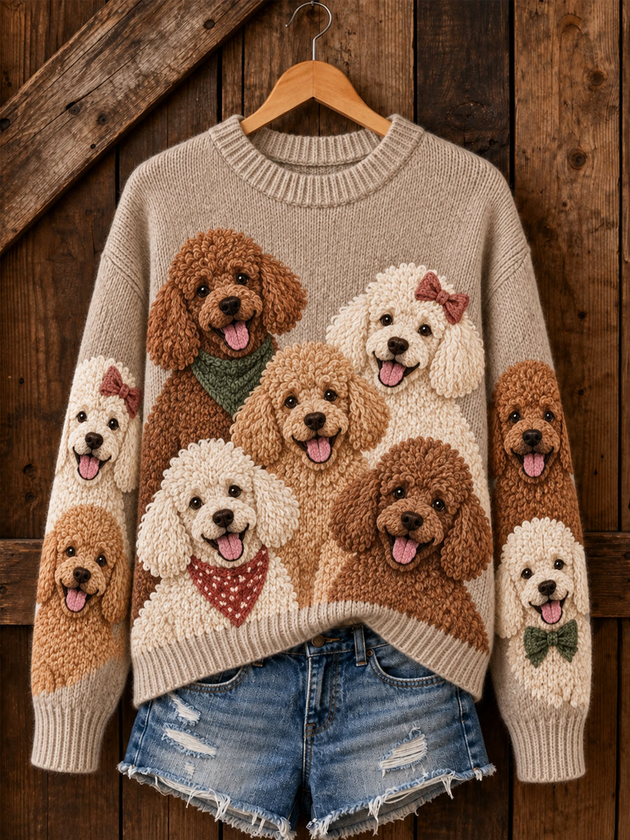 Women's Cute Dogs Print Dog Lovers Casual Sweater