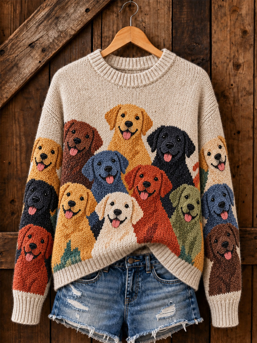 Women's Cute Dogs Print Dog Lovers Casual Sweater