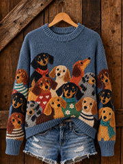 Women's Cute Dogs Print Dog Lovers Casual Sweater