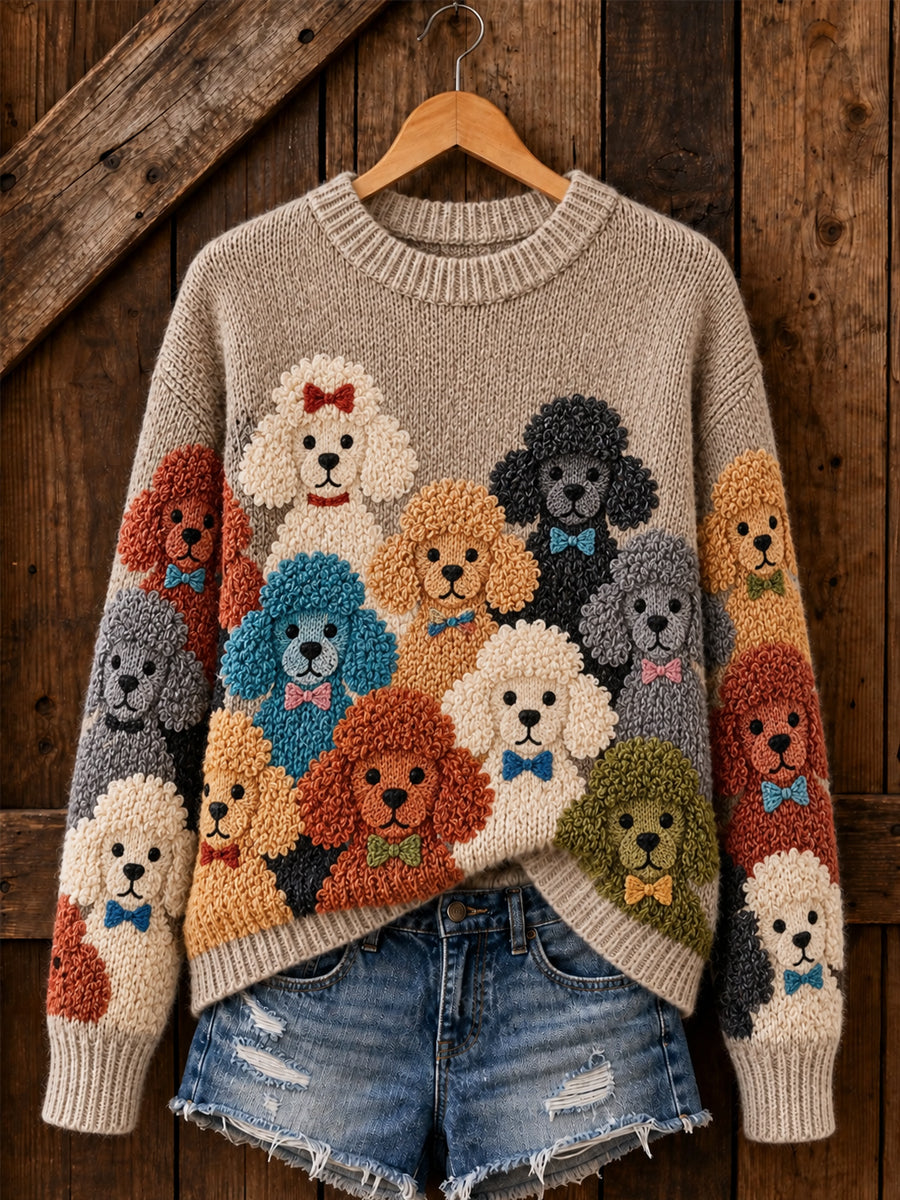 Women's Cute Dogs Print Dog Lovers Casual Sweater