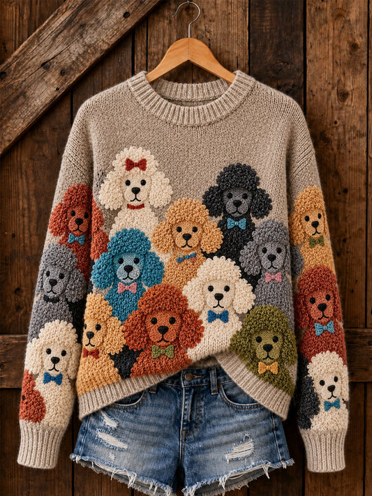 Women's Cute Dogs Print Dog Lovers Casual Sweater
