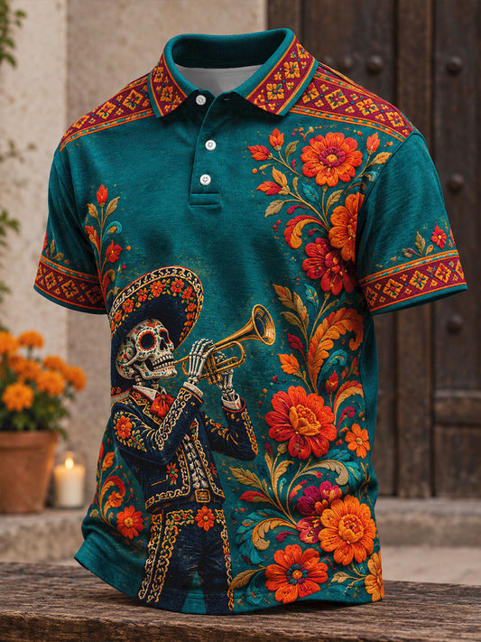 Women's Mexico Day of The Dead Floral Art Printed Casual Tops